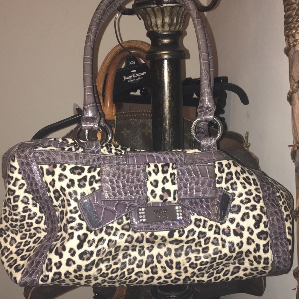 Purple leopard guess purse